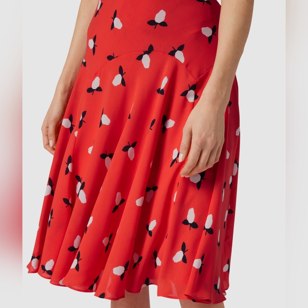 NWT Lauren Ralph Lauren Light Red Poppy Floral Georgette A-Line Midi Skirt 2 - Picture 6 of 8